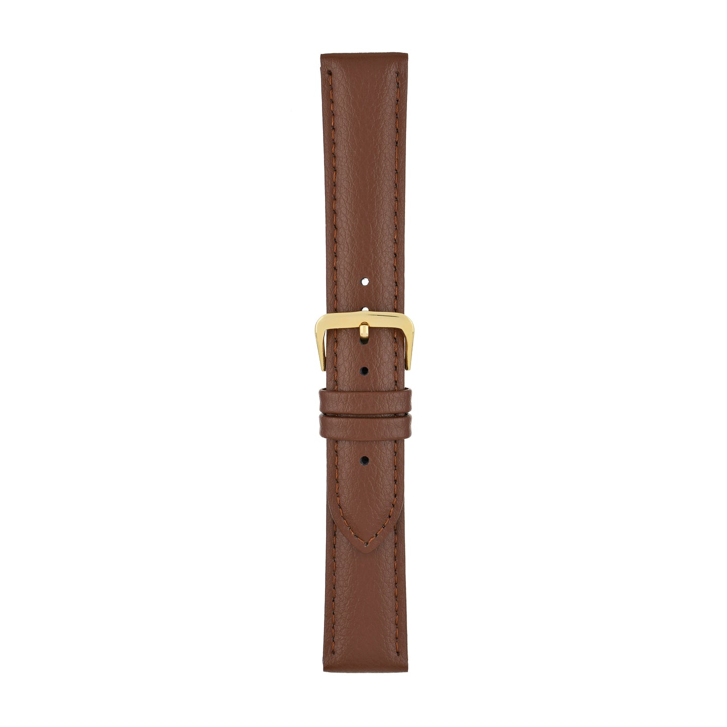 Brown Padded Buffalo Grain Leather Watch Strap — joined view