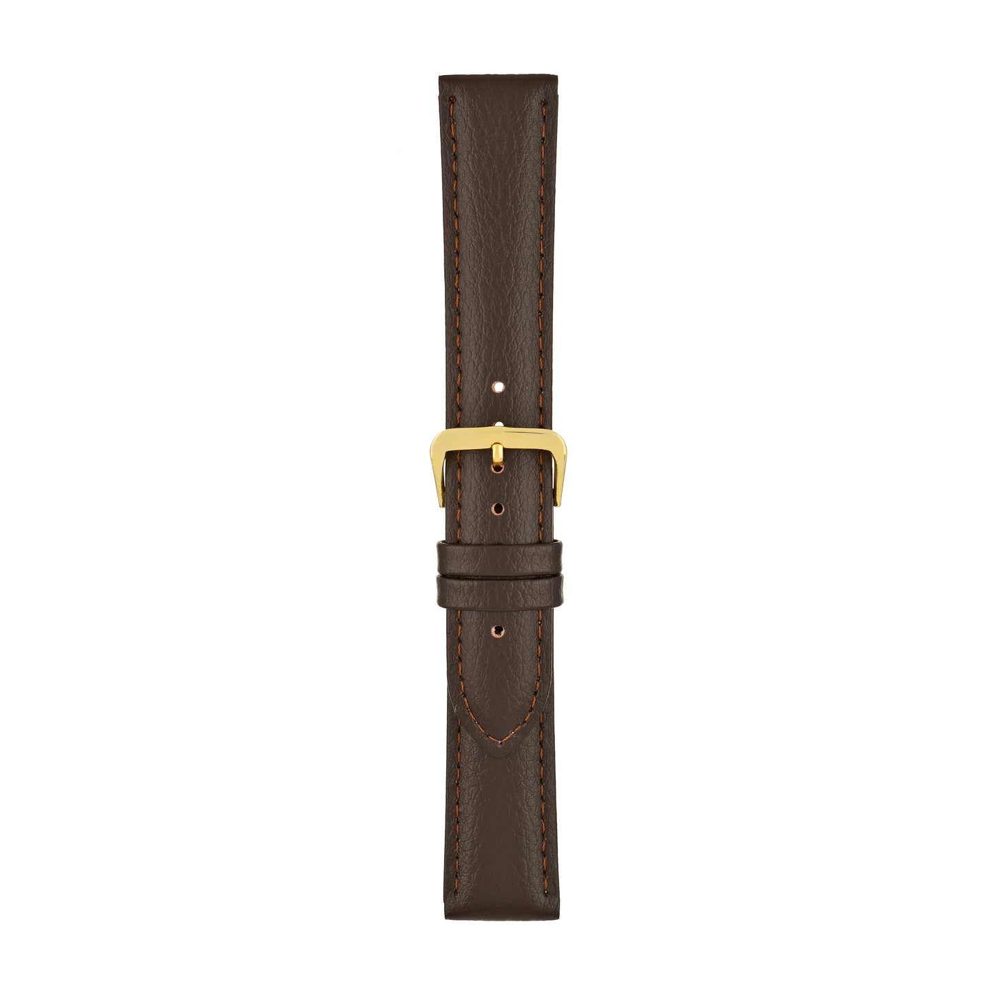 Dark Brown Padded Buffalo Grain Leather Watch Strap — joined view