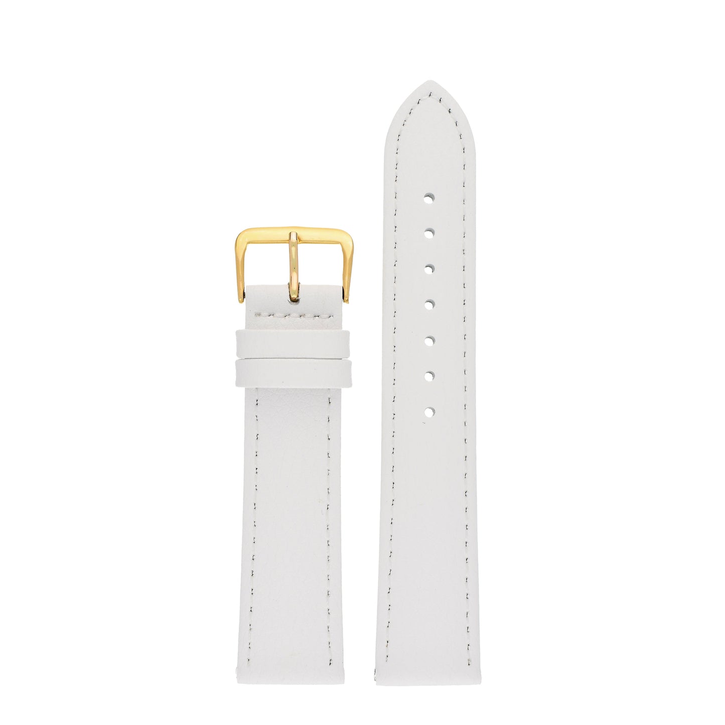 White Buffalo Grain Stitched Leather Watch Strap — front view