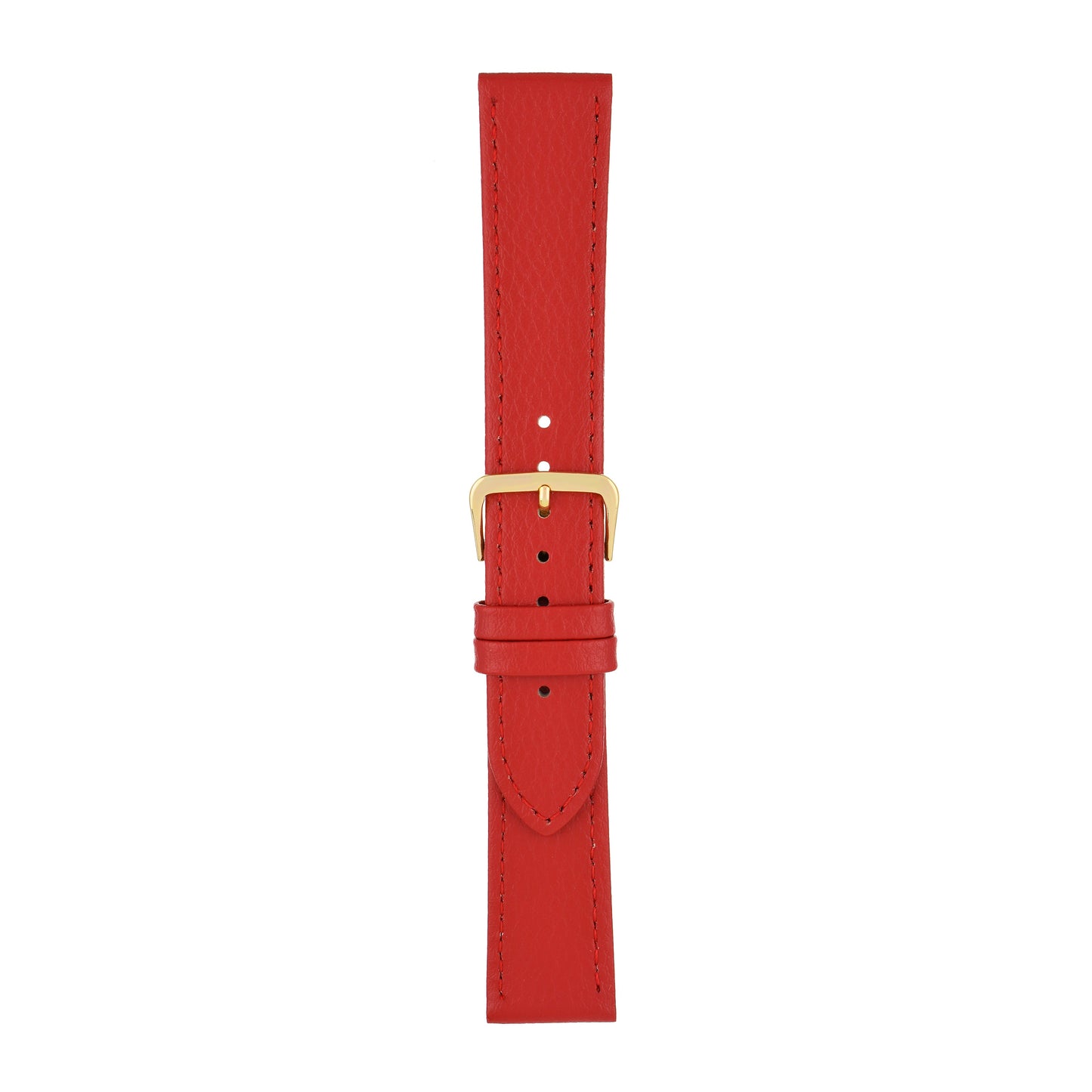 Red Buffalo Grain Stitched Leather Watch Strap — joined view