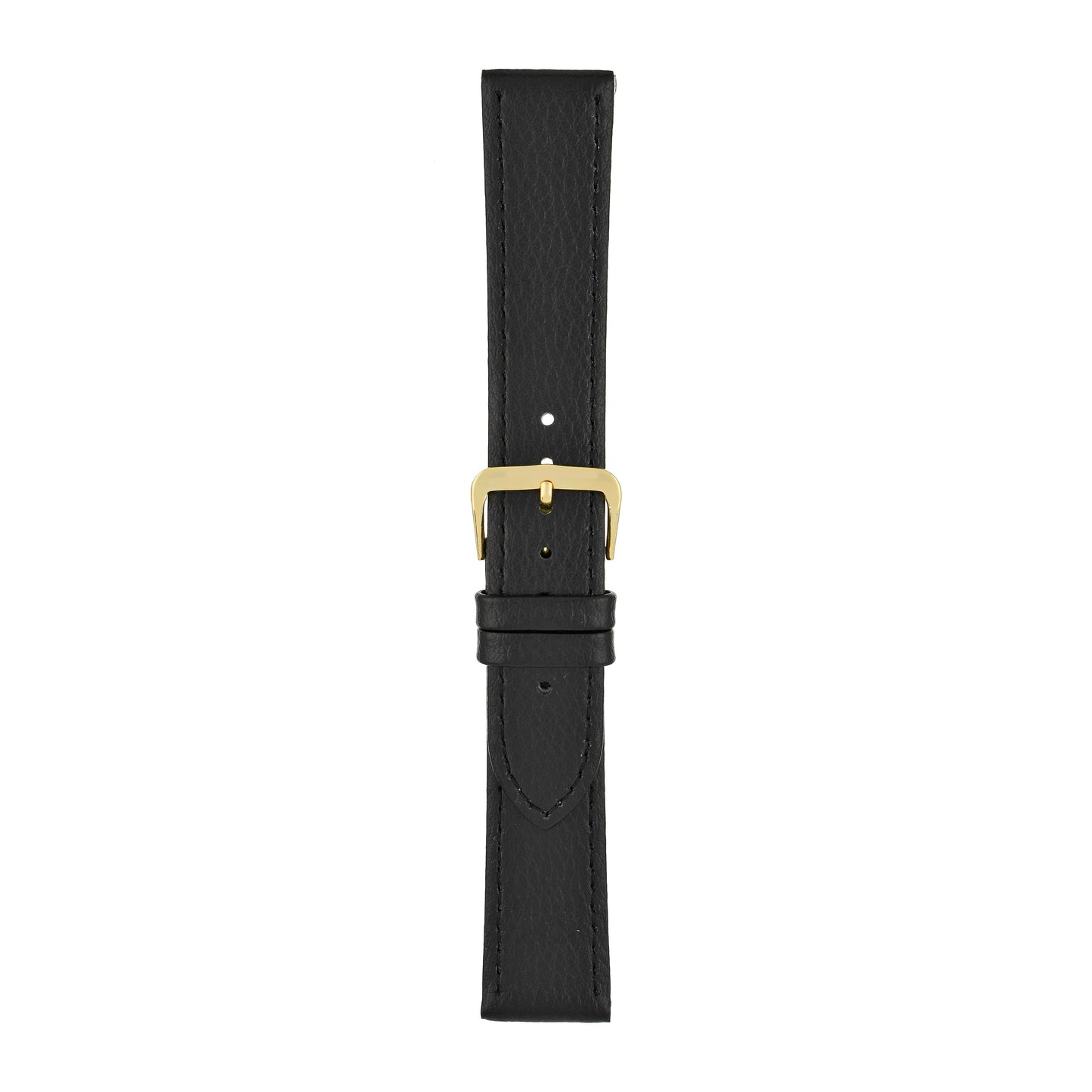 Black Buffalo Grain Stitched Leather Watch Strap — joined view