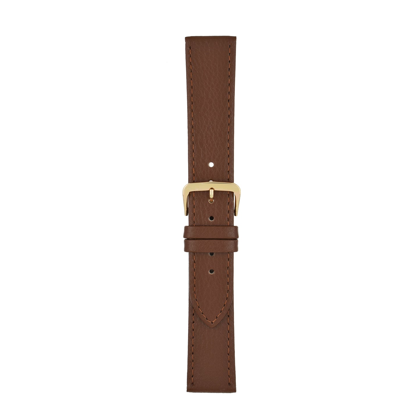 Brown Buffalo Grain Stitched Leather Watch Strap — joined view