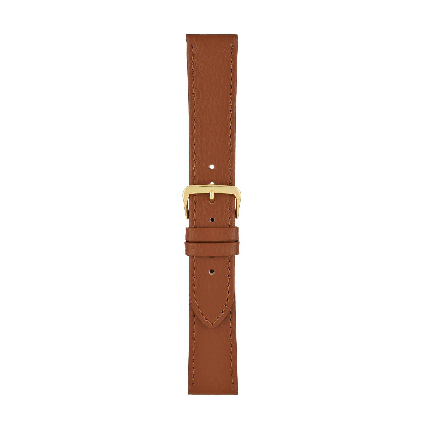 Dark Brown Buffalo Grain Stitched Leather Watch Strap — joined view