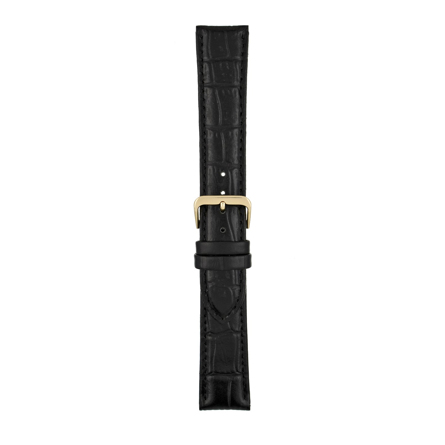 Black Padded Alligator Grain Leather Watch Strap — joined view