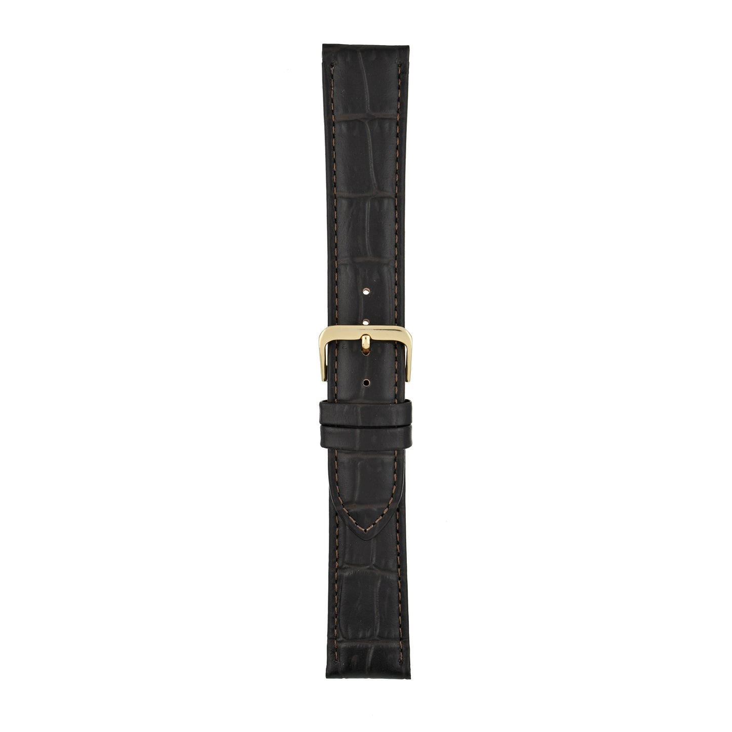 Brown Padded Alligator Grain Leather Watch Strap — joined view