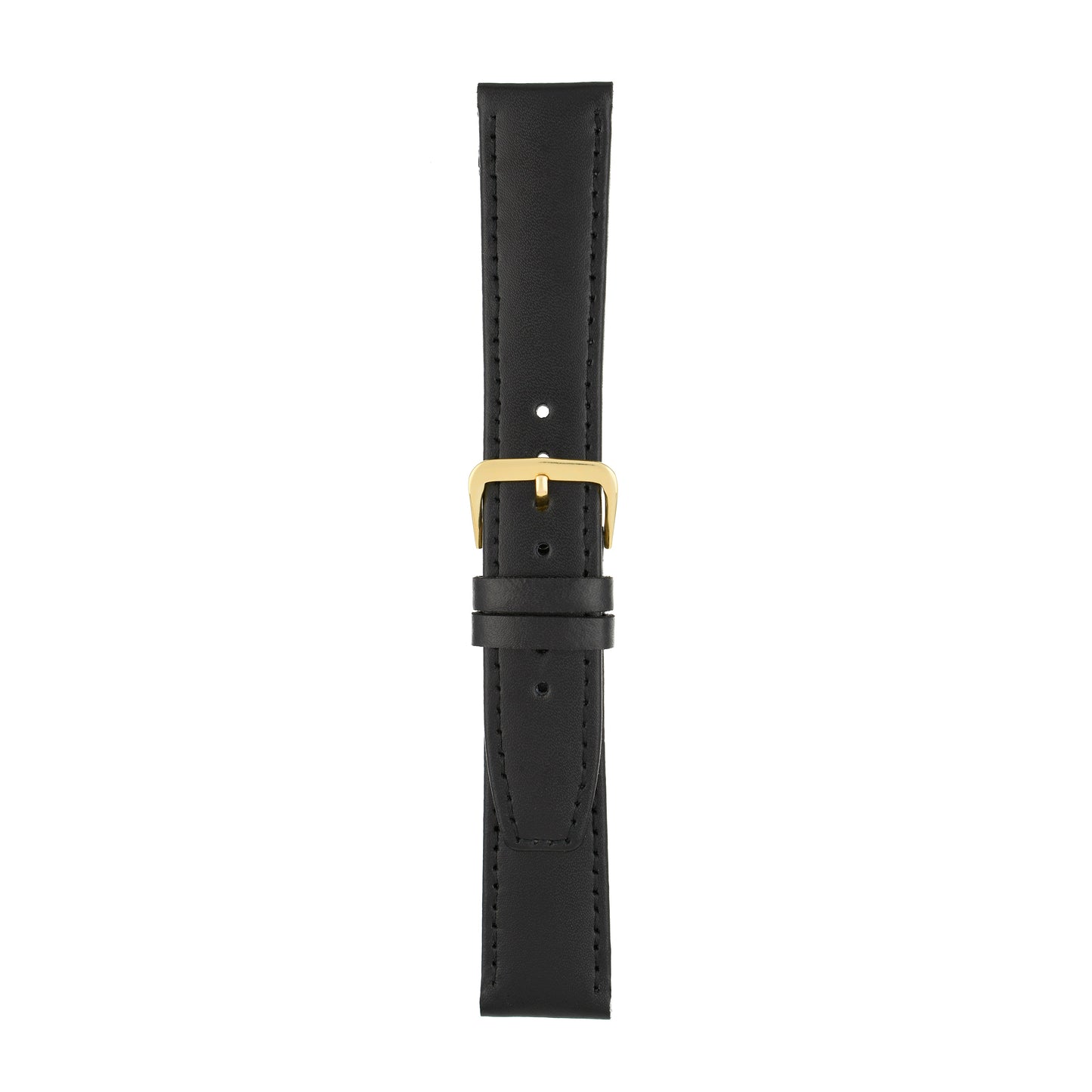 Black Plain Stitched Square End Leather Watch Strap — joined view