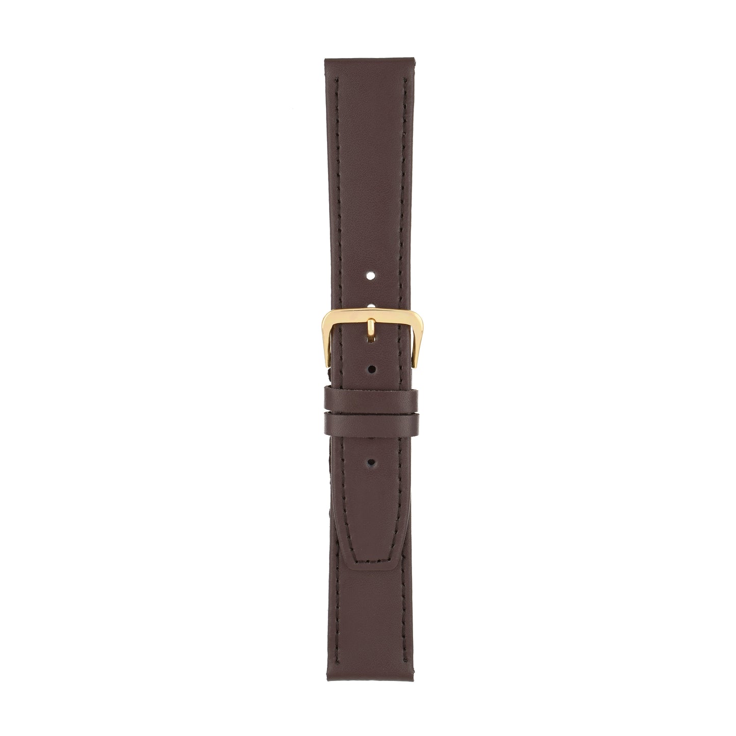 Brown Plain Stitched Square End Leather Watch Strap — joined view
