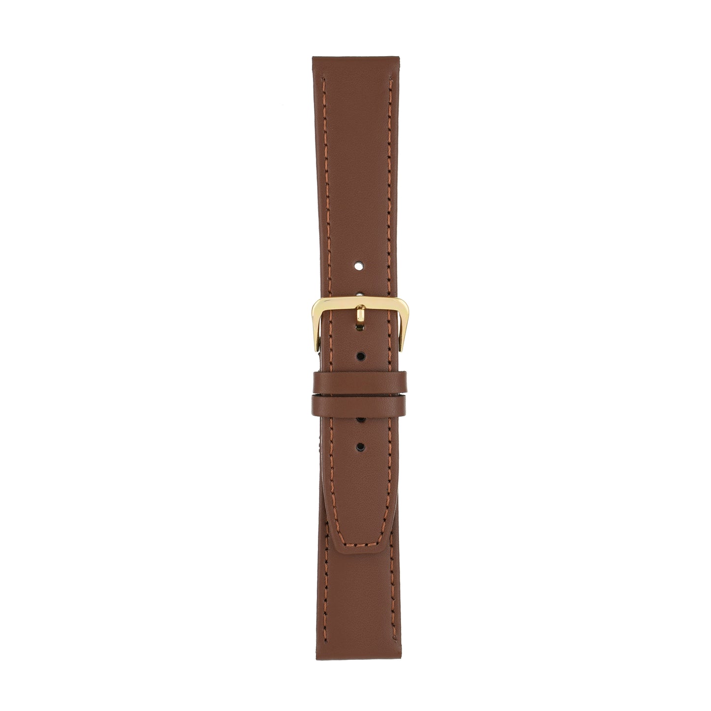 Dark Brown Plain Stitched Square End Leather Watch Strap — joined view