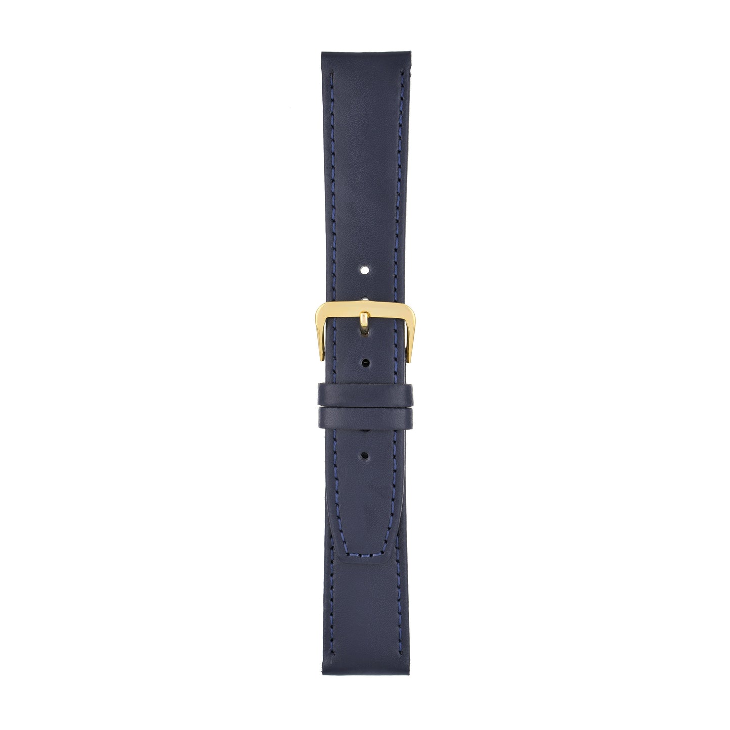 Blue Plain Stitched Square End Leather Watch Strap — joined view