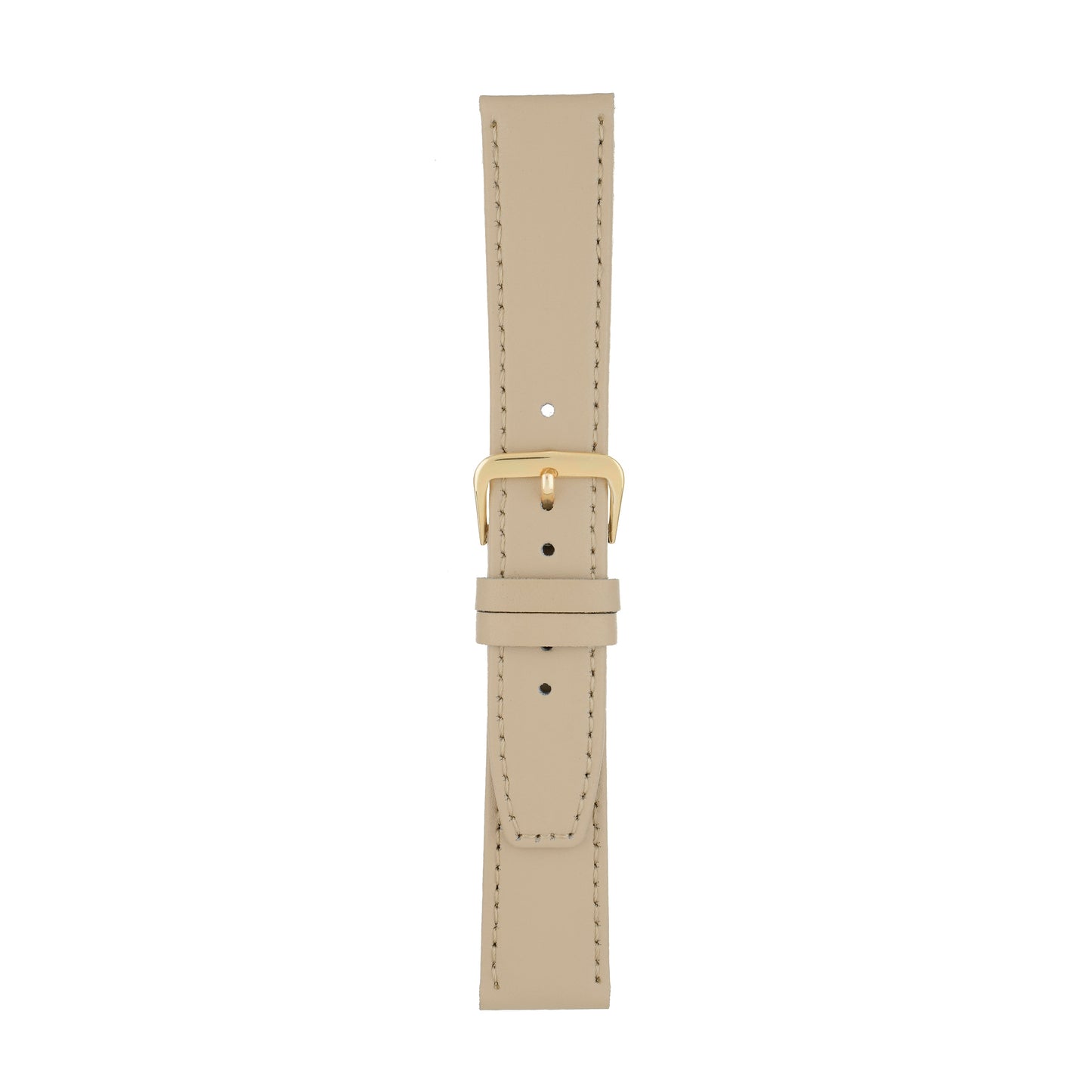 Cream Plain Stitched Square End Leather Watch Strap — joined view