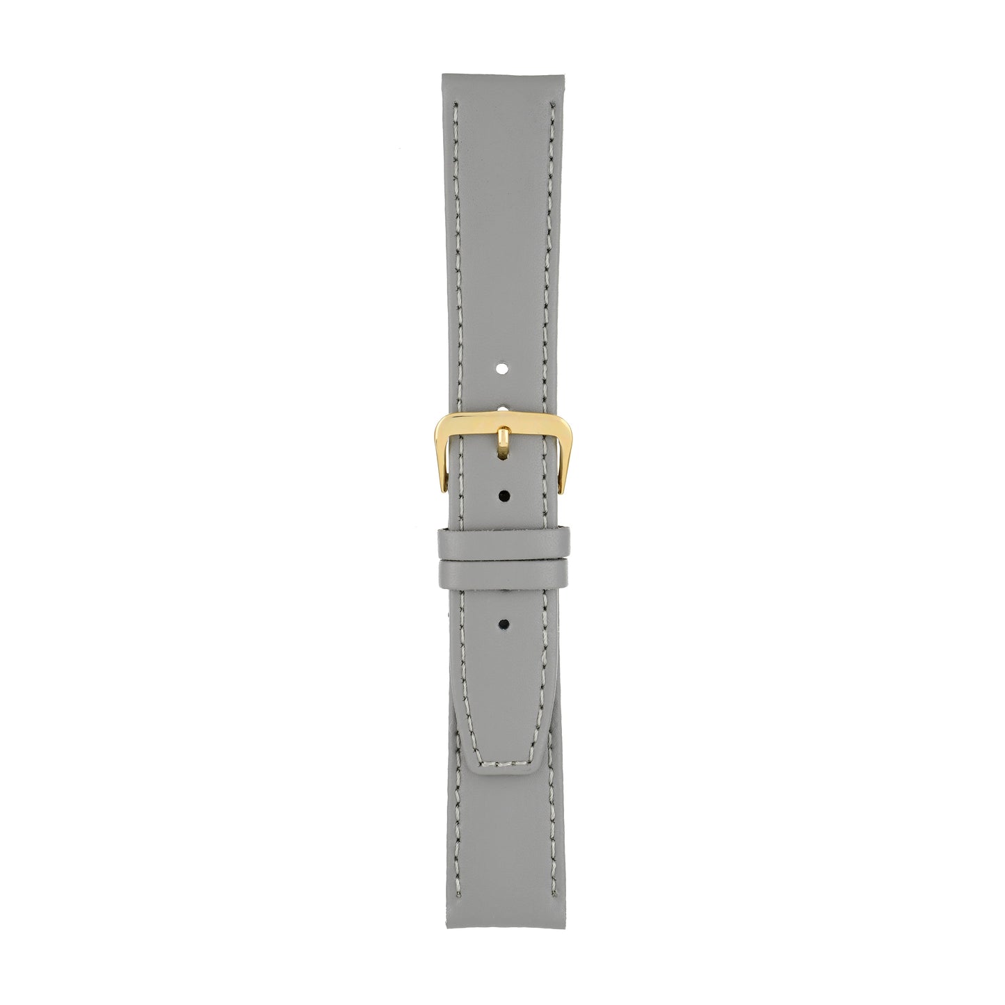 Grey Plain Stitched Square End Leather Watch Strap — joined view