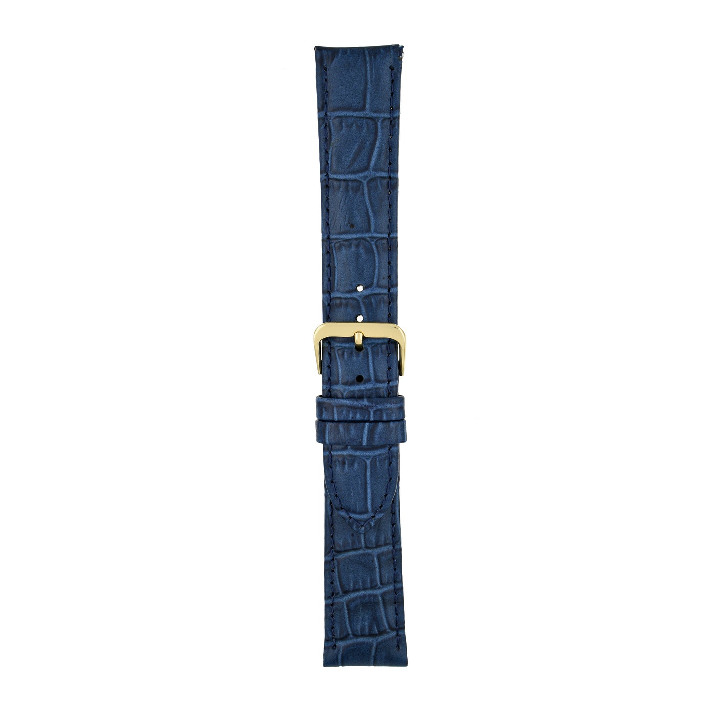 Blue Padded Alligator Grain Leather Watch Strap — joined view