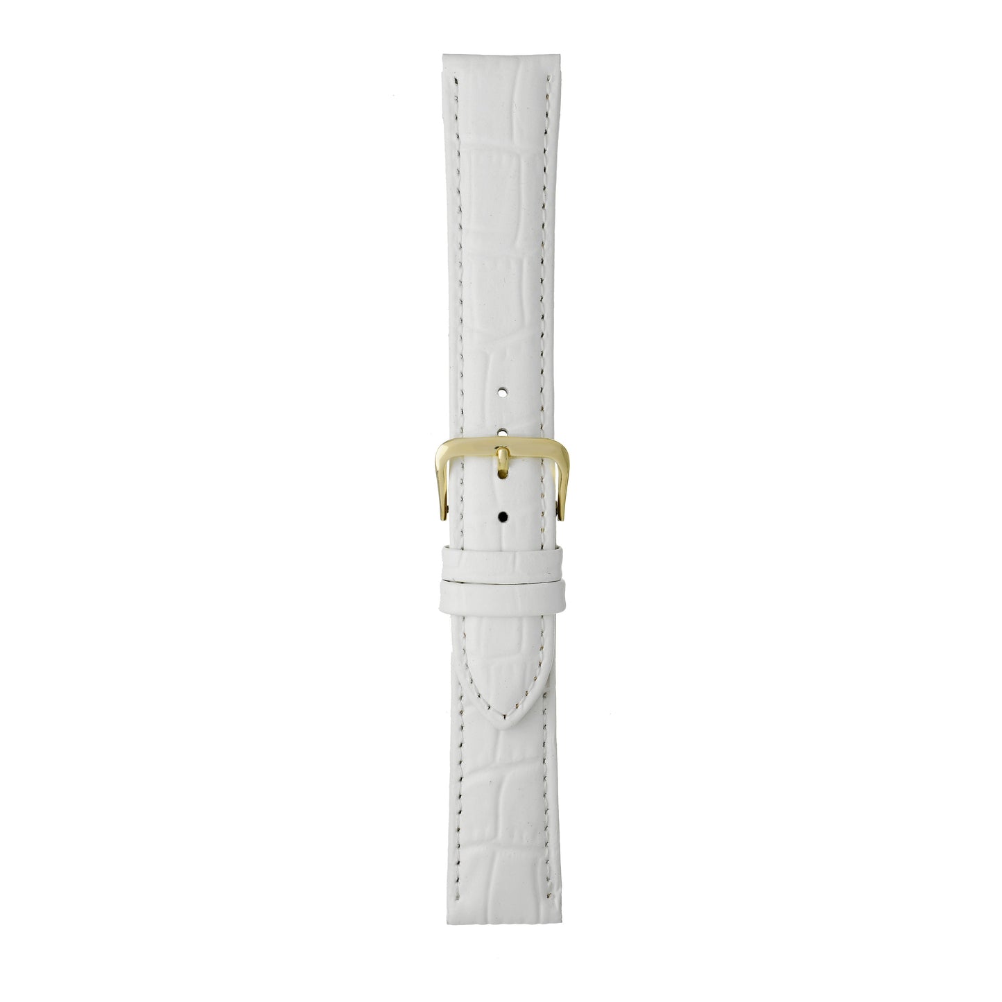 White Padded Alligator Grain Leather Watch Strap — joined view