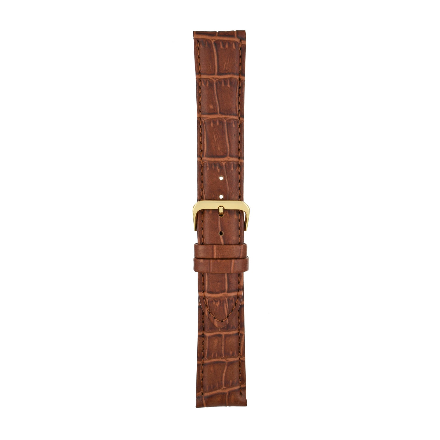 Dark Brown Padded Alligator Grain Leather Watch Strap — joined view