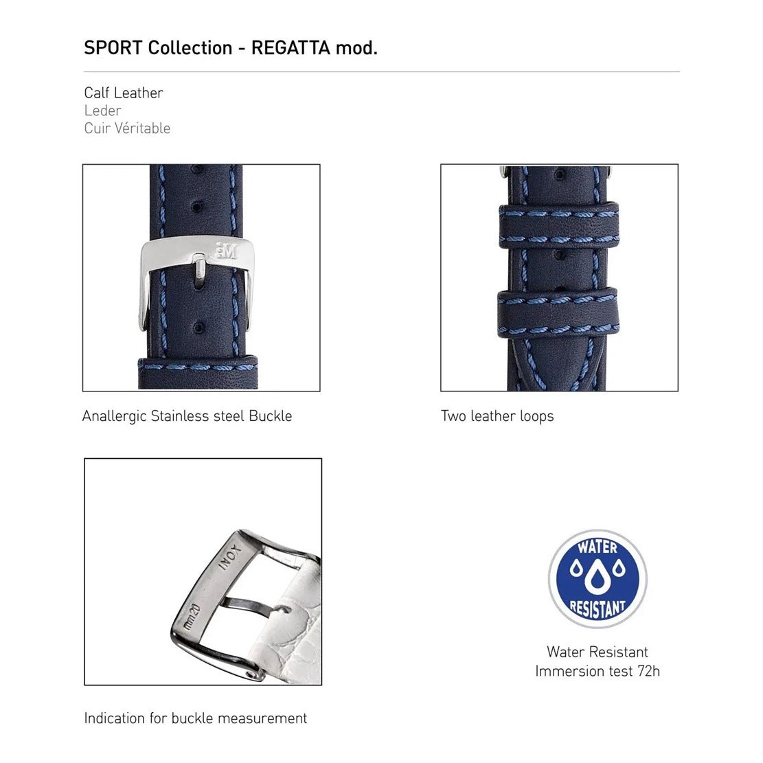 Regatta Leather Watch Strap