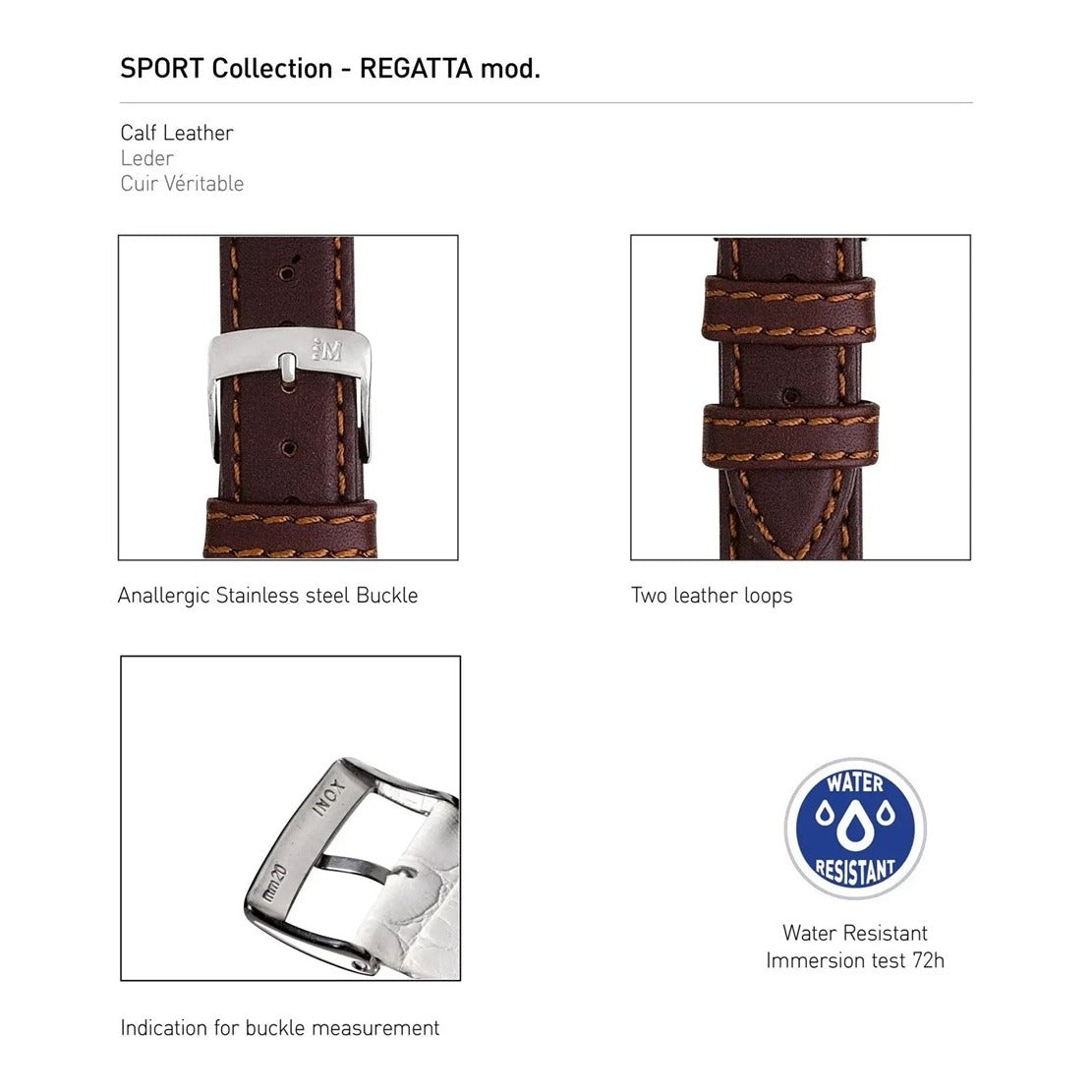 Regatta Leather Watch Strap
