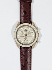 Omega X Swatch MoonSwatch Strap: Embossed Ostrich Leather - Burgundy