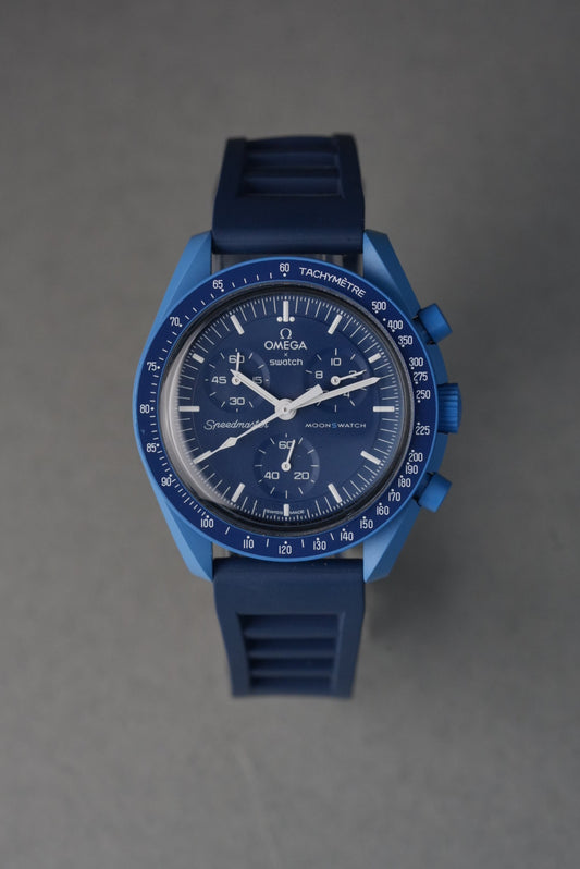 Rubber FKM Vented Strap for Swatch x Omega MoonSwatch – Mission to Neptune – Navy