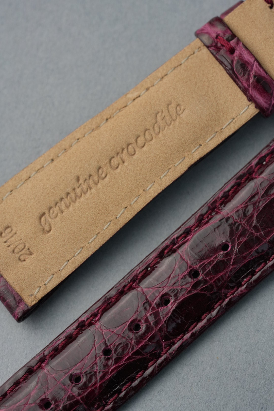 Italian Genuine Crocodile Leather Strap with Nubuck Lining - 18mm to 20mm