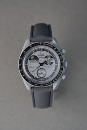 Sailcloth Effect FKM Rubber Strap with Deployant Clasp for Swatch x Omega MoonSwatch - Mission to Earthphase- Grey [20mm]