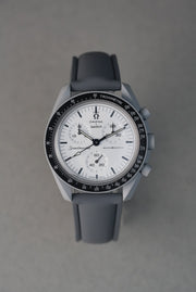 Sailcloth Effect FKM Rubber Strap with Deployant Clasp for Swatch x Omega MoonSwatch - 1965 - Grey