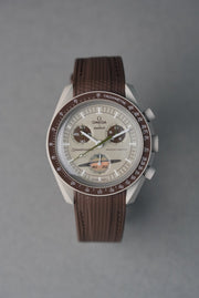Rubber Curved Strap for Omega x Swatch MoonSwatch – Mission on Saturn – Brown with Brown Stitch