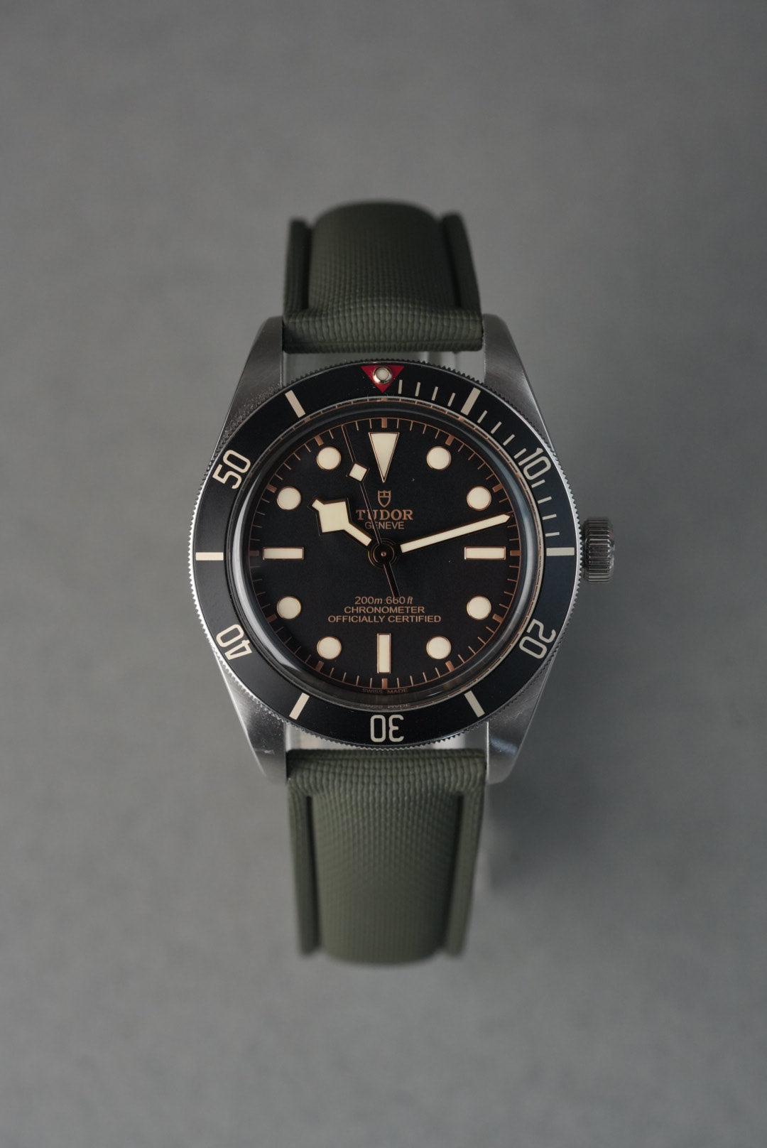 Sailcloth Effect FKM Rubber Strap with Deployant Clasp for Tudor Black Bay - Red