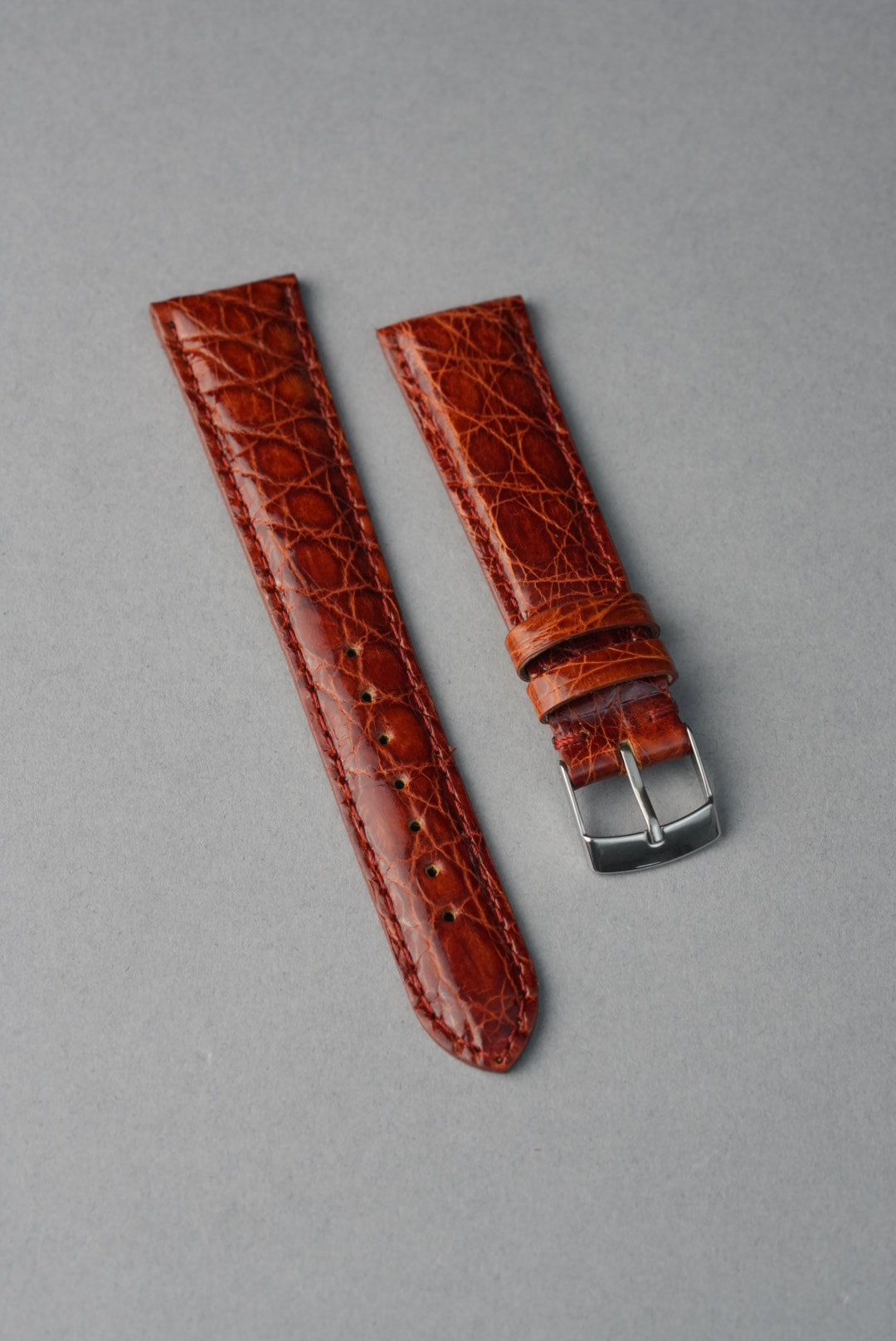 Italian Genuine Crocodile Leather Strap with Nubuck Lining - 18mm to 20mm