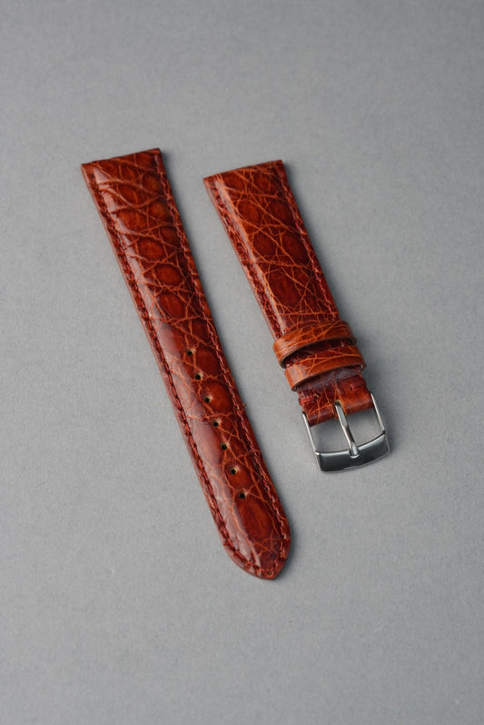 Italian Genuine Crocodile Leather Strap with Nubuck Lining - 18mm to 20mm