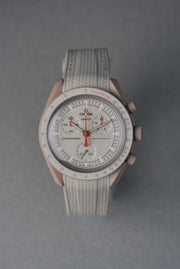 Rubber Curved Strap for Omega x Swatch MoonSwatch – Mission to Jupiter – Sand with White Stitch