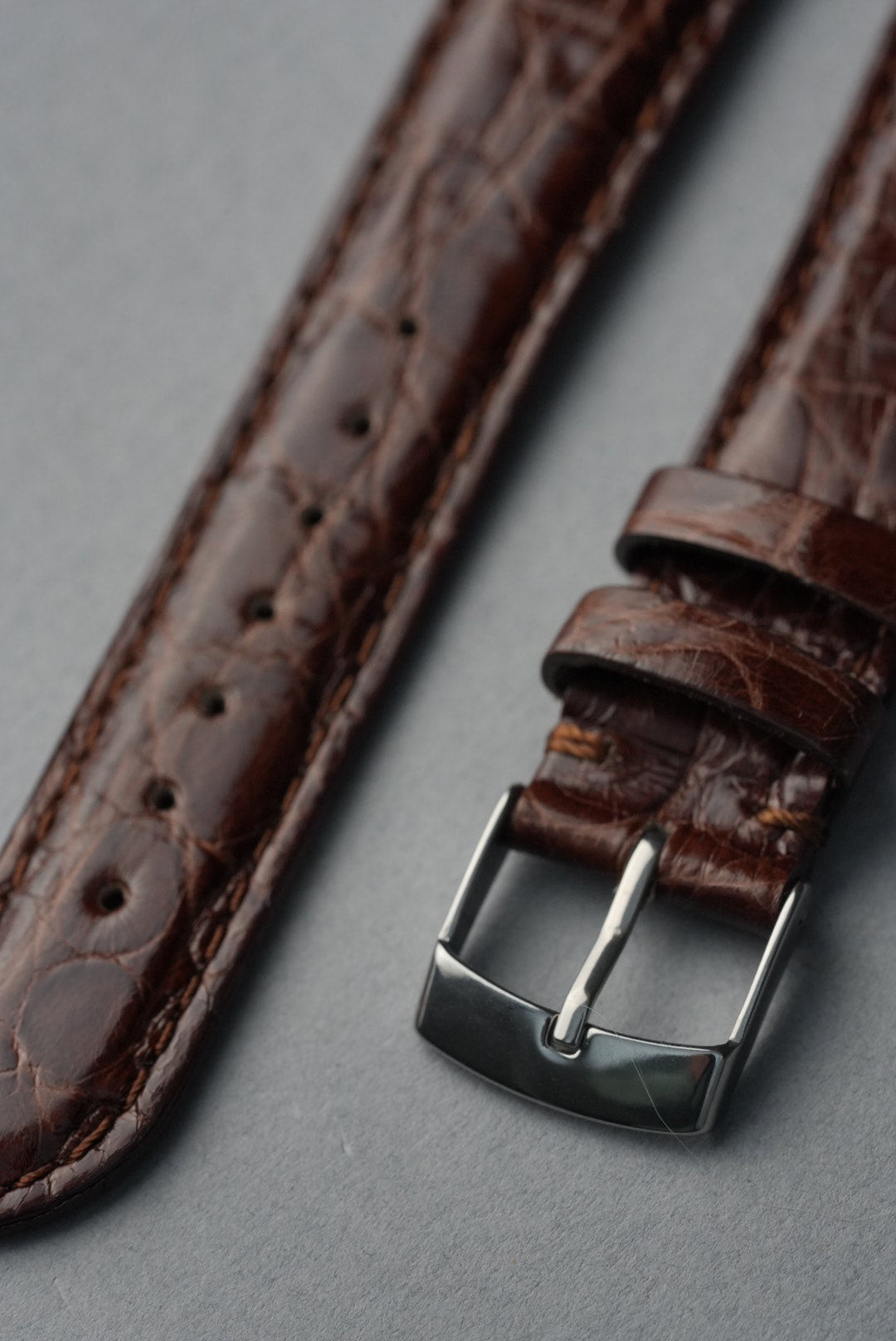 Italian Genuine Crocodile Leather Strap with Nubuck Lining - 18mm to 20mm