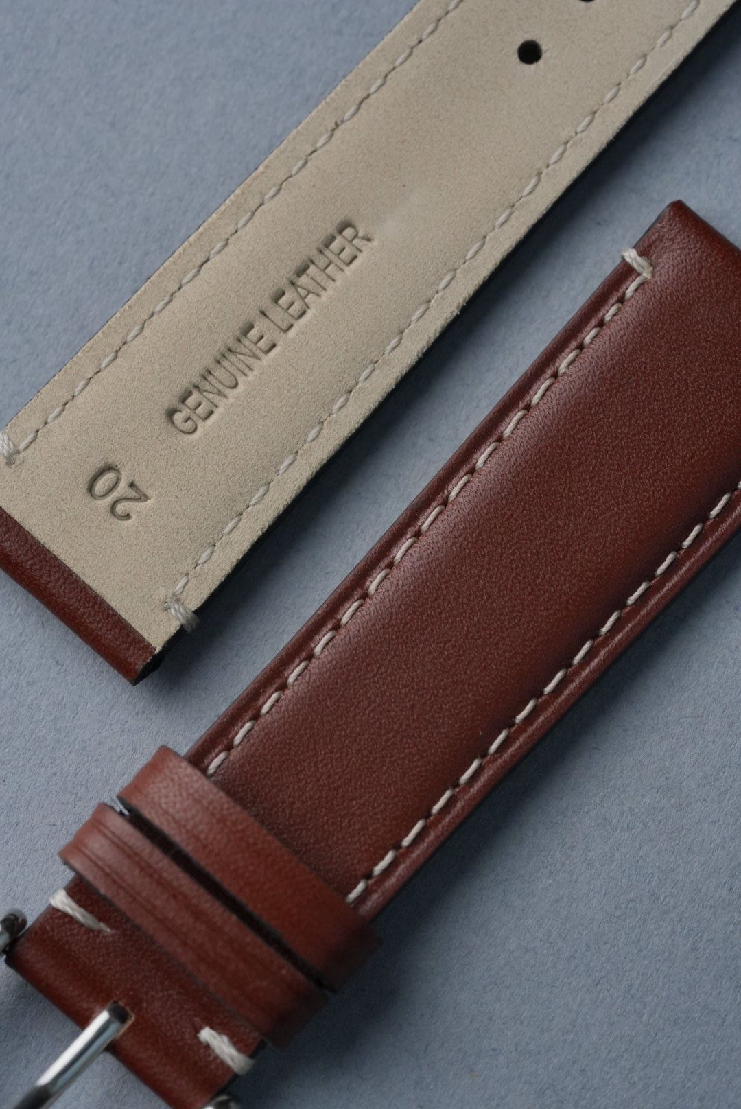 Handmade Leather Strap with Contrast Stitch – 18mm to 22mm