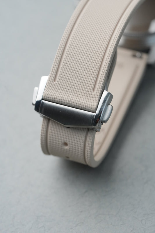 Sailcloth Effect FKM Rubber Strap with Deployant Clasp for Swatch x Omega MoonSwatch - Mission on Earth: Desert - Cream