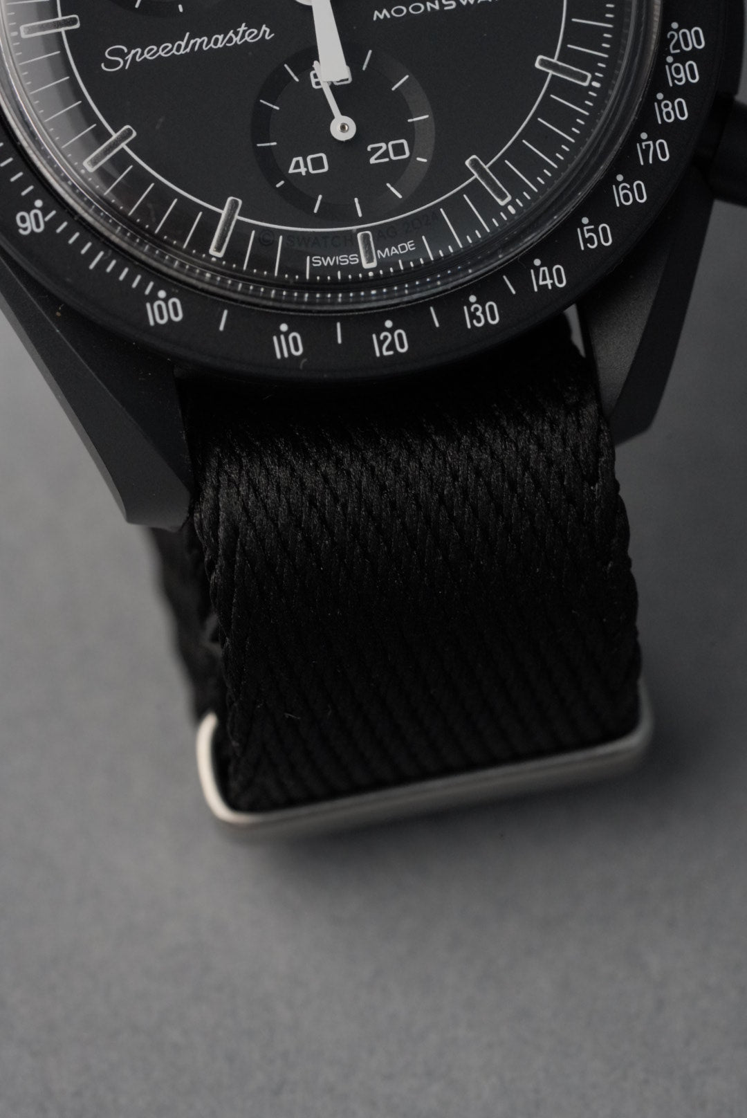 MoonSwatch Mercury Military Fabric Strap – Black – MGB WATCHES