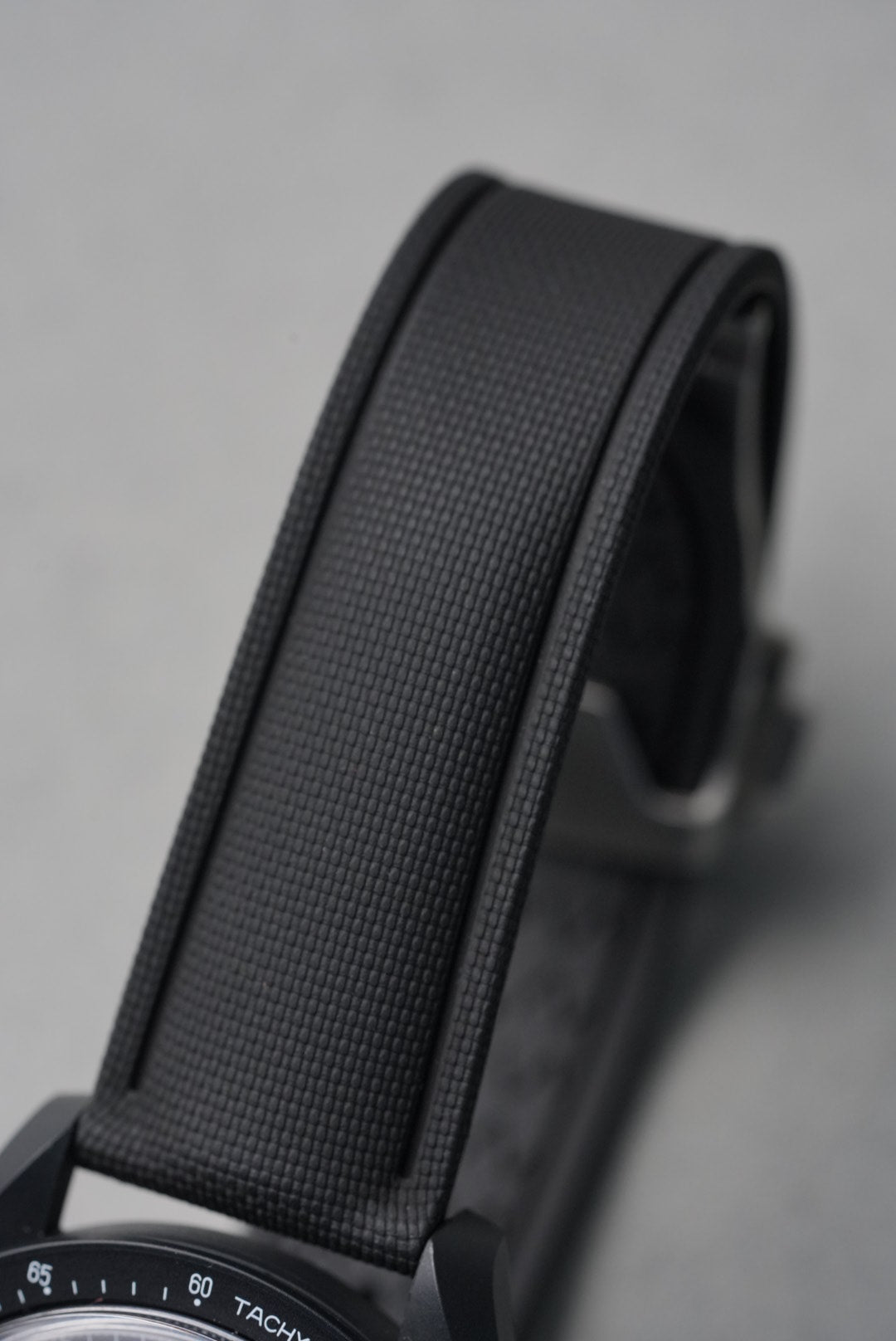 Sailcloth Effect FKM Rubber Strap with Deployant Clasp for Swatch x Omega MoonSwatch – Mission to Mercury – Black