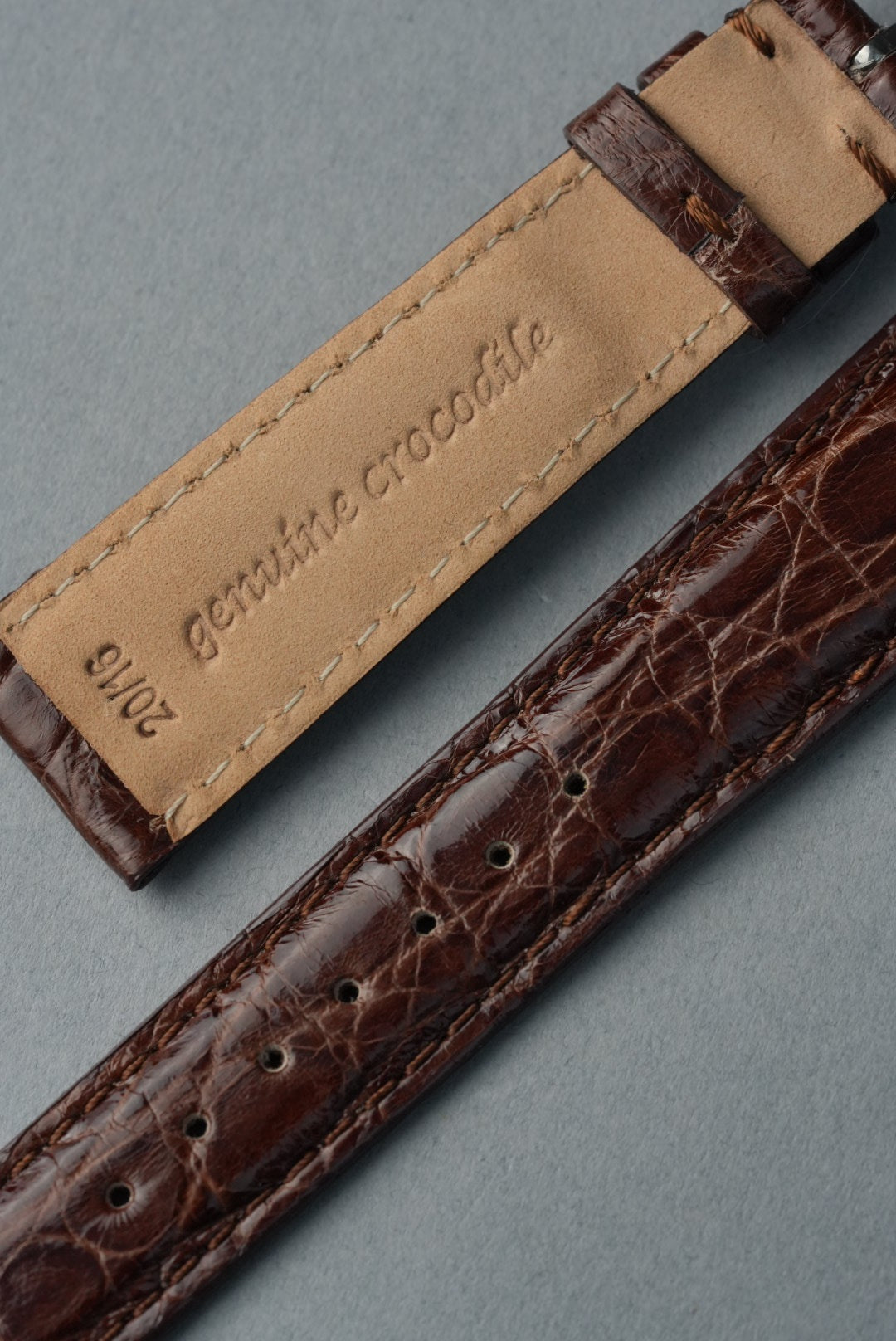 Italian Genuine Crocodile Leather Strap with Nubuck Lining - 18mm to 20mm