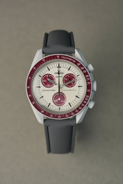 Sailcloth Effect FKM Rubber Strap with Deployant Clasp for Swatch x Omega MoonSwatch – Mission to Pluto – Grey