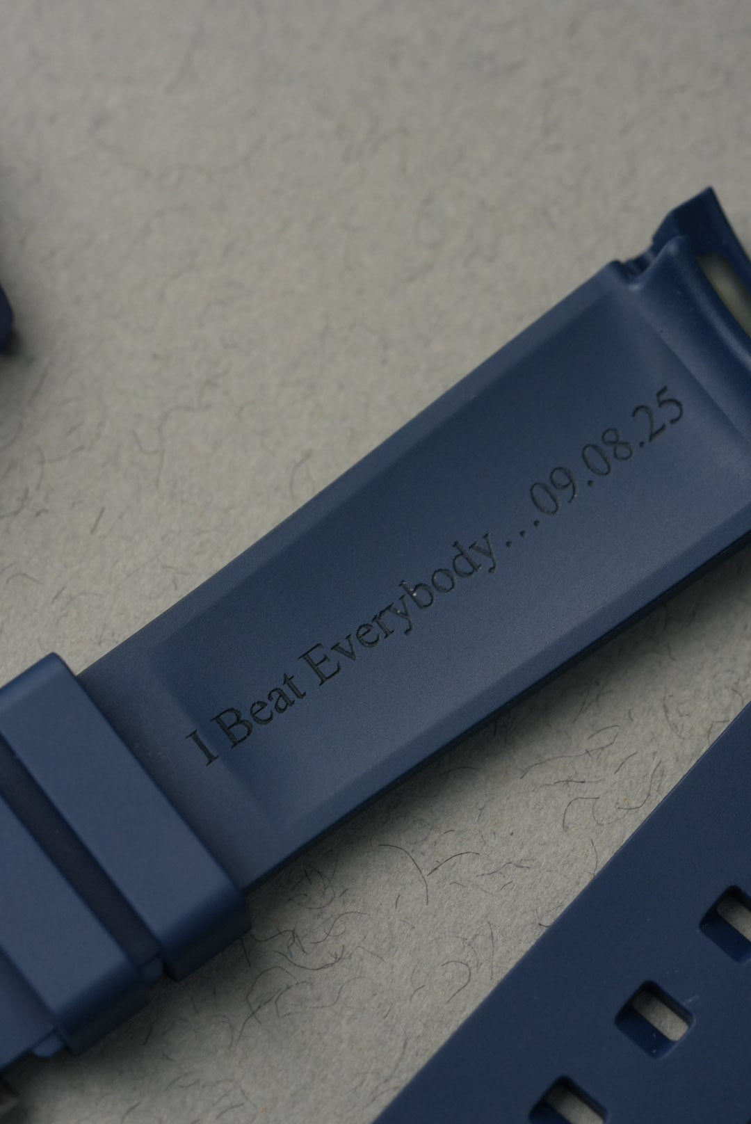 Rubber Curved Strap for Mission To EarthPhase MoonShine Gold – Engraved Navy