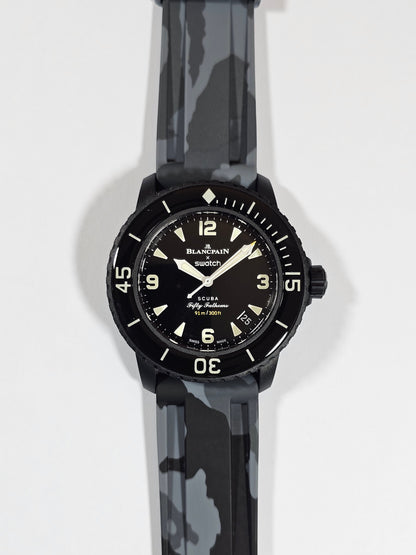 Swatch X Blancpain Fifty Fathoms Strap: Silicone Rubber - Camo Grey