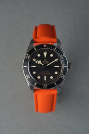Sailcloth Effect FKM Rubber Strap with Deployant Clasp for Tudor Black Bay - Orange