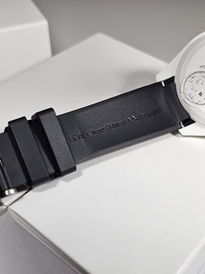 Omega X Swatch Moonphase Strap: Curved Silicone - Black Snoopy