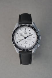 Sailcloth Effect FKM Rubber Strap with Deployant Clasp for Swatch x Omega MoonSwatch - 1965 - Black