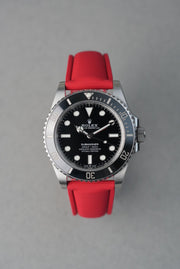 Sailcloth Effect FKM Rubber Strap with Deployant Clasp - For Rolex Submariner - Red