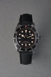 Sailcloth Effect FKM Rubber Strap with Deployant Clasp for Tudor Black Bay - Black