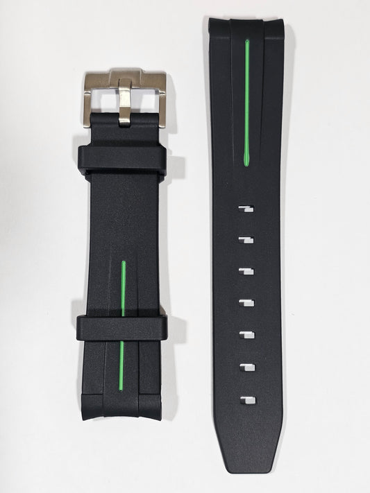 Curved Silicone Strap - Black/Green