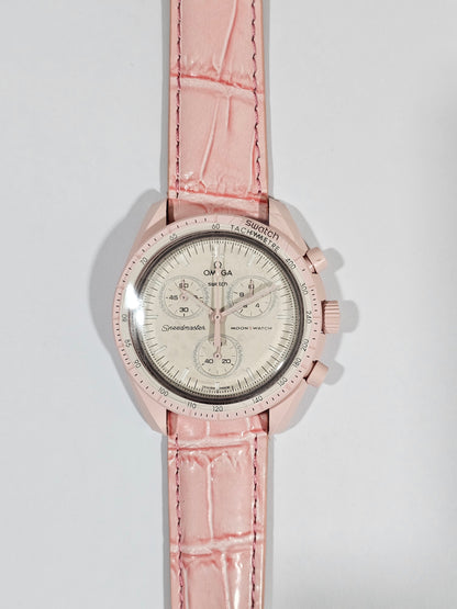 Omega X Swatch MoonSwatch Strap: Embossed Leather - Pink