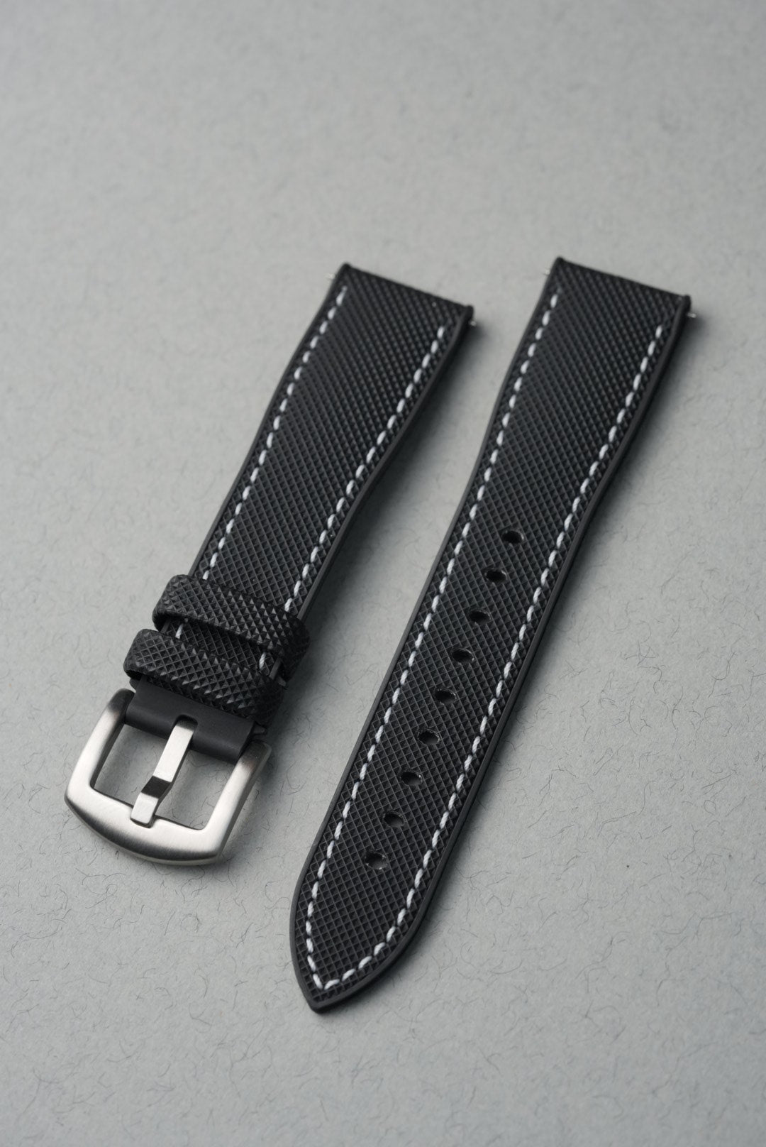Hybrid Divers Strap For Rolex Submariner – Black with white contrast Stitch