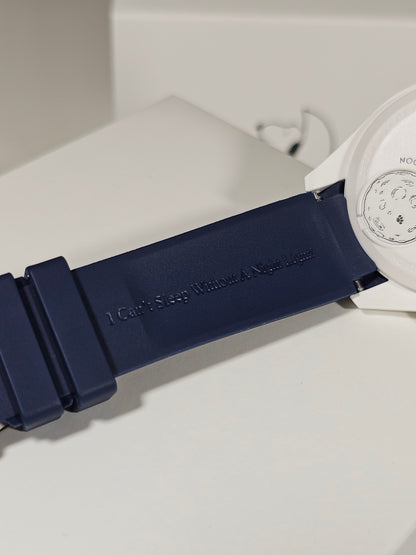 Omega X Swatch Moonphase Strap: Curved Silicone - Navy Snoopy