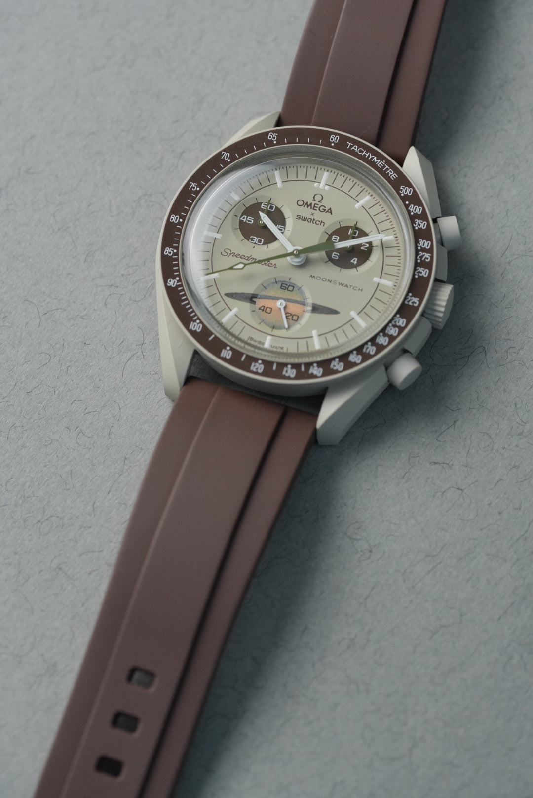 Rubber FKM Divers Strap for Omega x Swatch MoonSwatch – Mission To Saturn – Brown