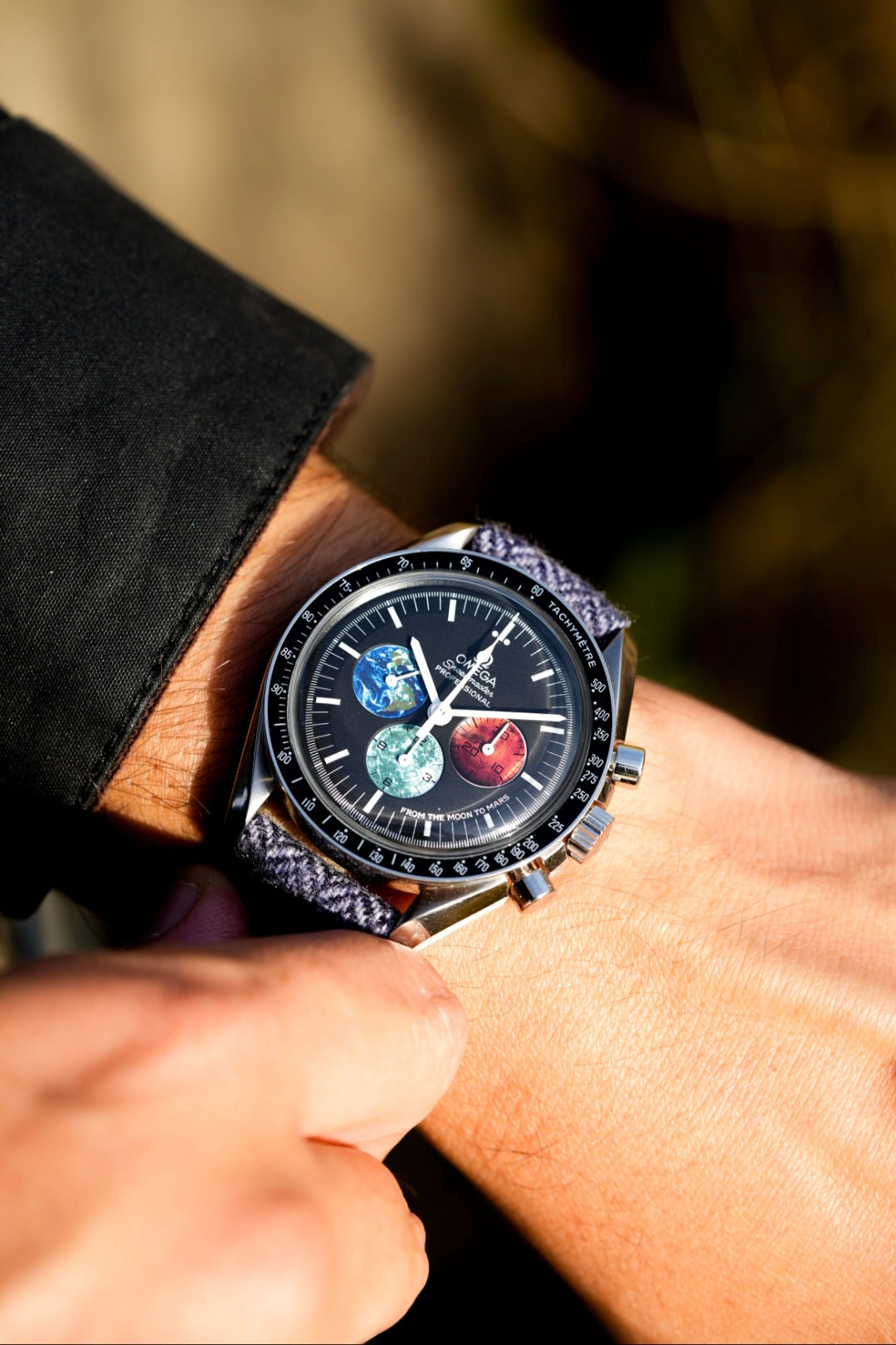 Tweed Strap for  Omega x Swatch MoonSwatch – Mission to Neptune – Navy & White